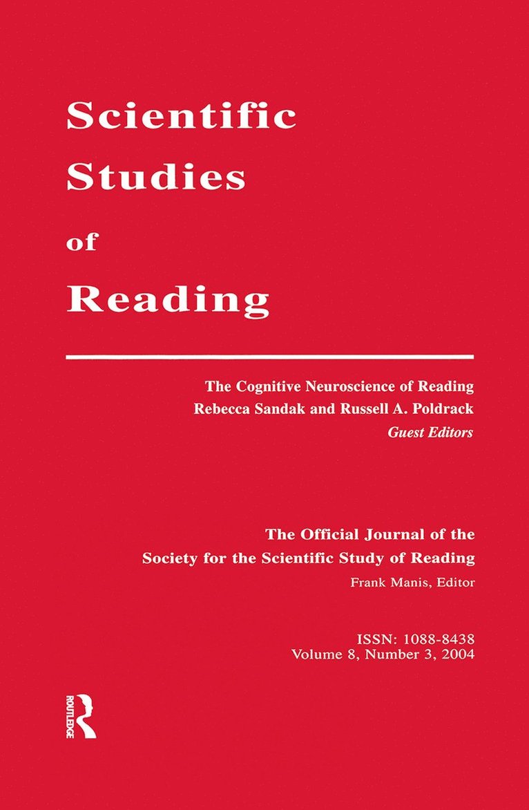 Rebecca Sandak, Russell A. Poldrack, Russell a. Poldrack - Cognitive Neuroscience of Reading, Häftad