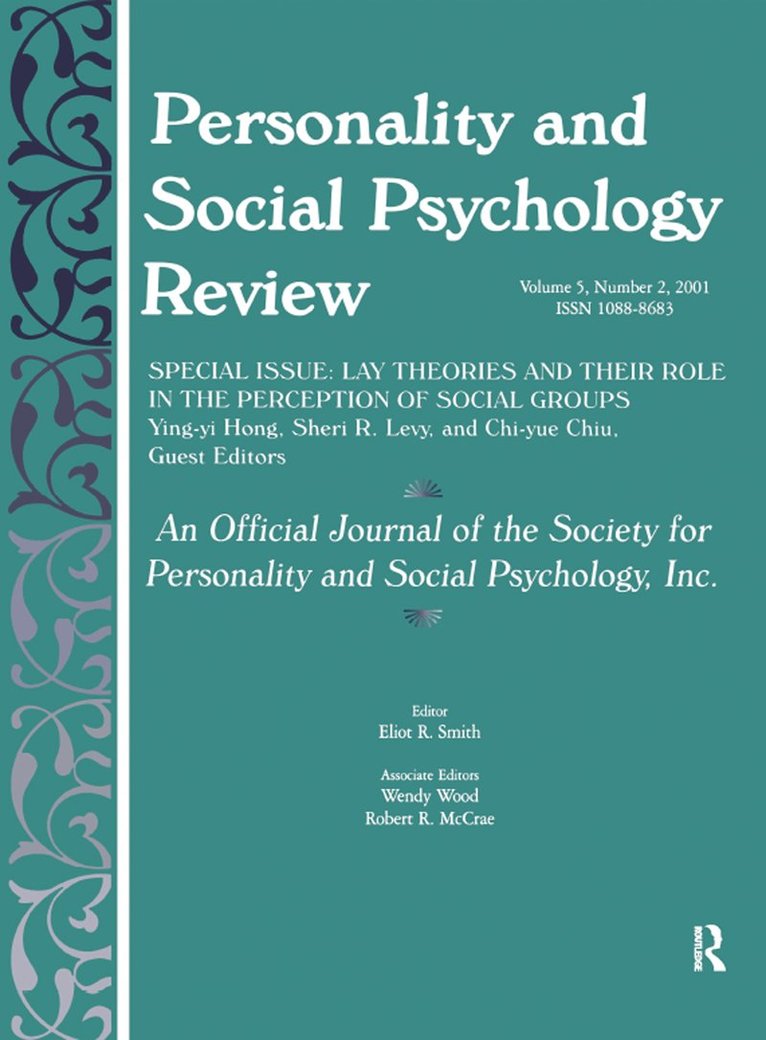 Ying-yi Hong, Sheri R. Levy, Chi-yue Chiu, Ying-Yi Hong - Lay Theories and Their Role in the Perception of Social Groups, Häftad