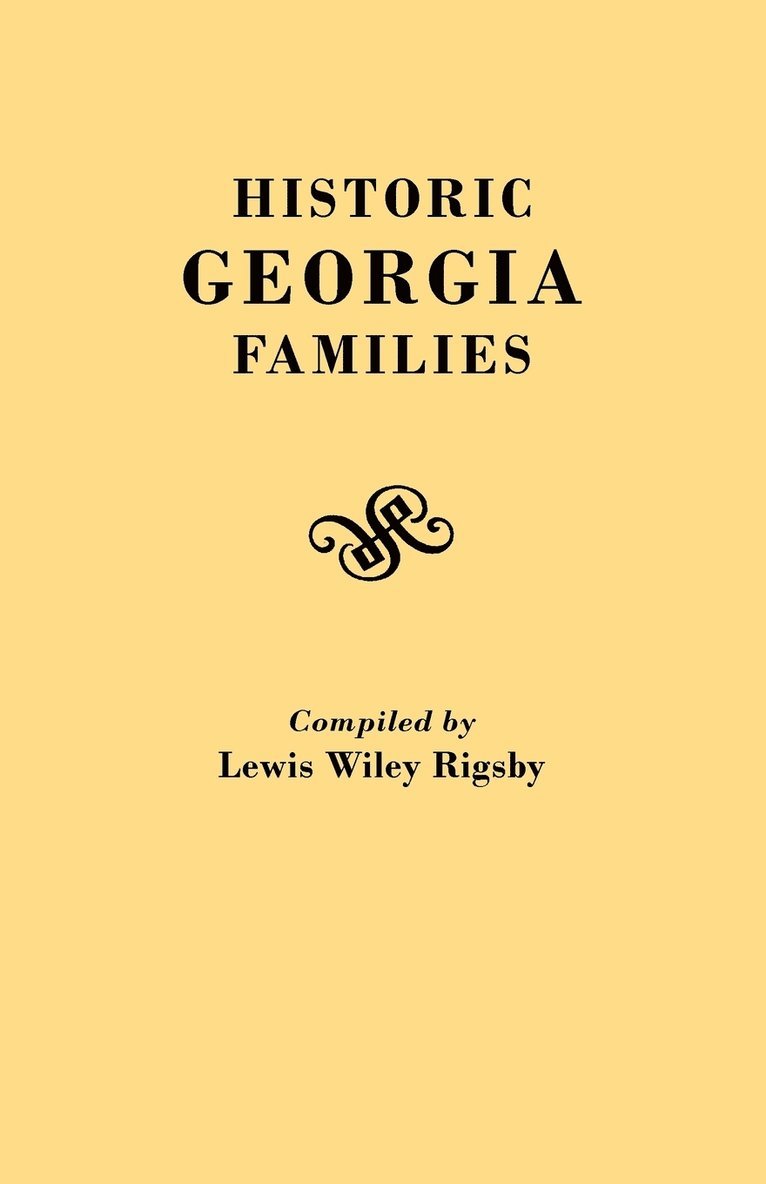 Historic Georgia Families 1