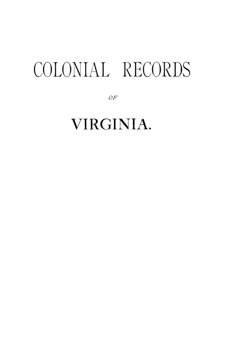 Colonial Records Fo Virginia 1