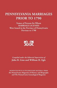 bokomslag Pennsylvania Marriages Prior to 1790