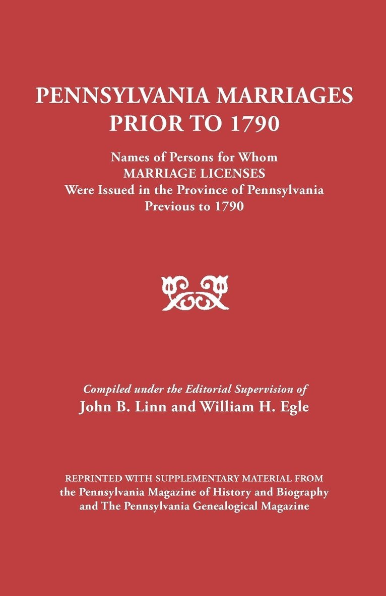 Pennsylvania Marriages Prior to 1790 1