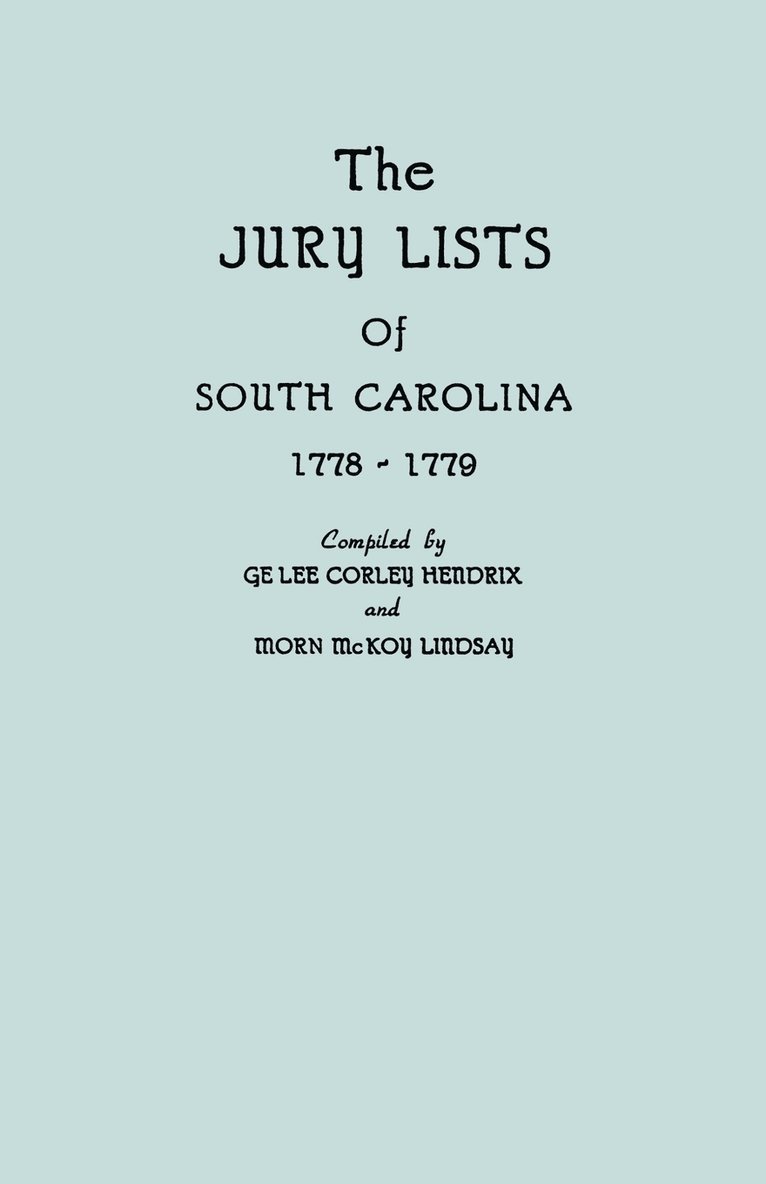 Jury Lists of South Carolina, 1778-1779