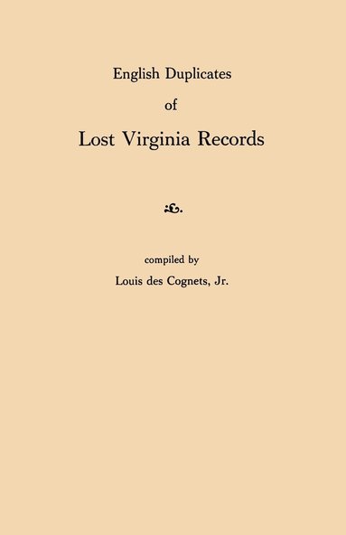 bokomslag English Duplicates of Lost Virginia Records