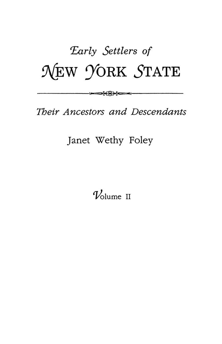 Early Settlers of New York State 1