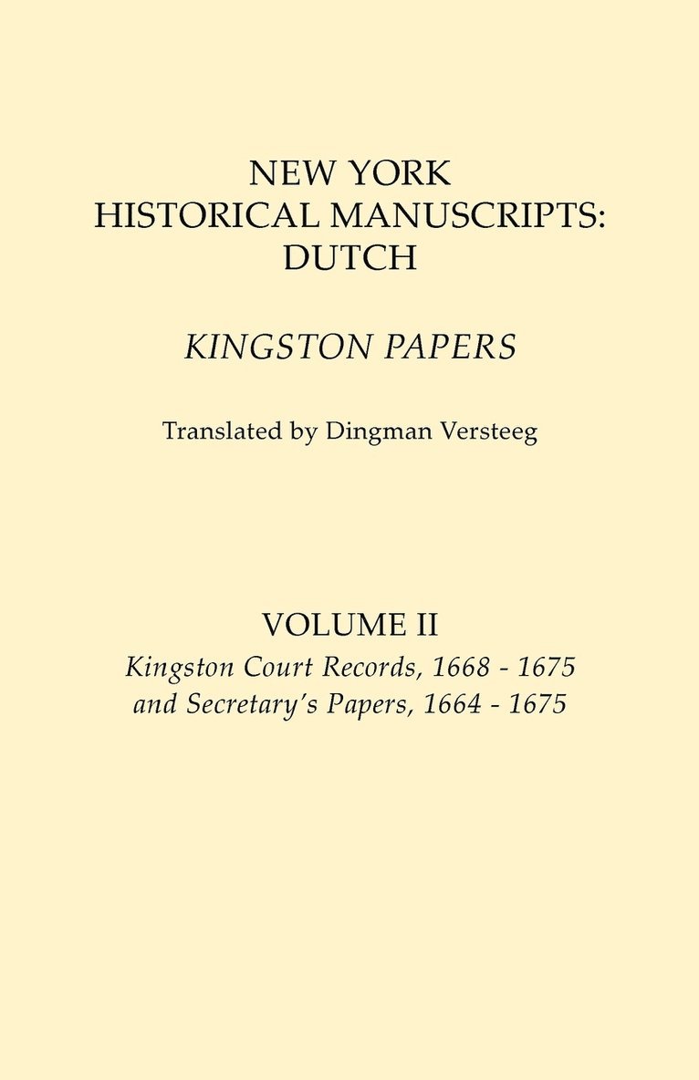 New York Historical Manuscripts 1