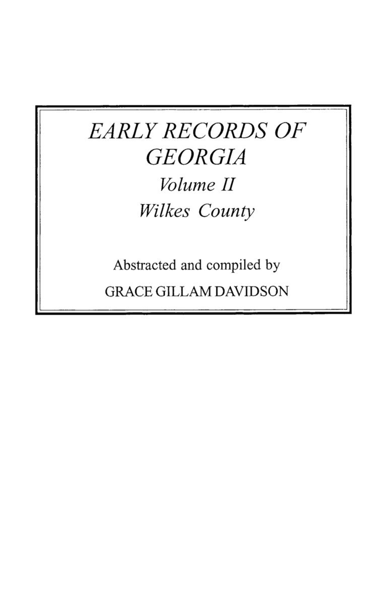 Early Records of Georgia 1