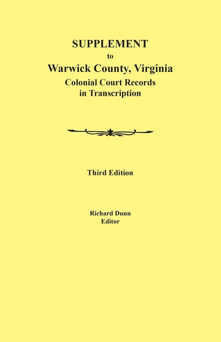 Supplement to Warwick County, Virginia 1