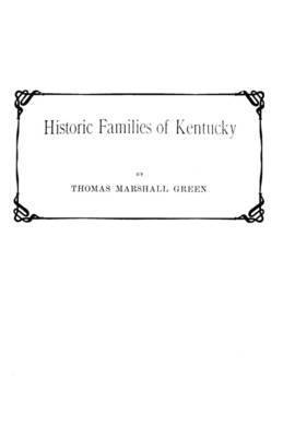 Green - Historic Families of Kentucky, Häftad
