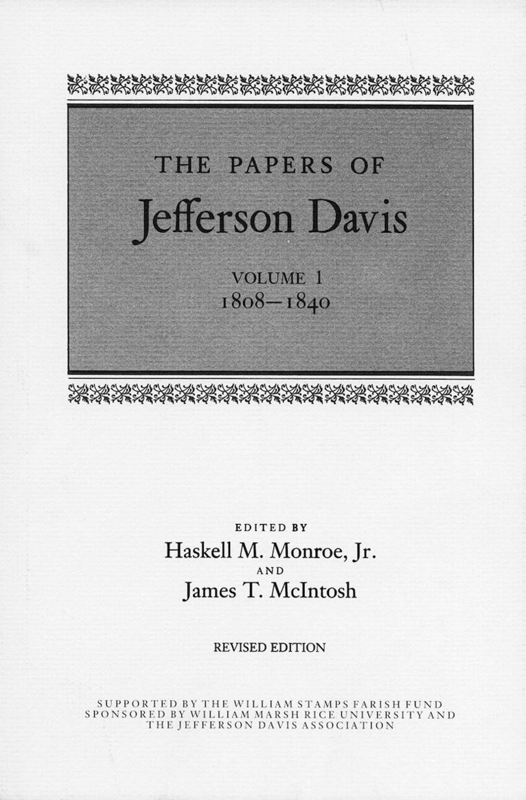 The Papers of Jefferson Davis 1