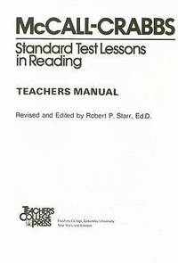 bokomslag McCall-Crabbs Standard Test Lessons in Reading, Teachers Manual/Answer Key