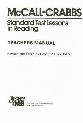 McCall-Crabbs Standard Test Lessons in Reading, Teachers Manual/Answer Key 1