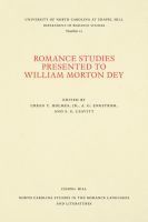 bokomslag Romance Studies Presented to William Morton Dey