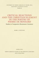bokomslag Critical Reactions and the Christian Element in the Poetry of Pierre De Ronsard