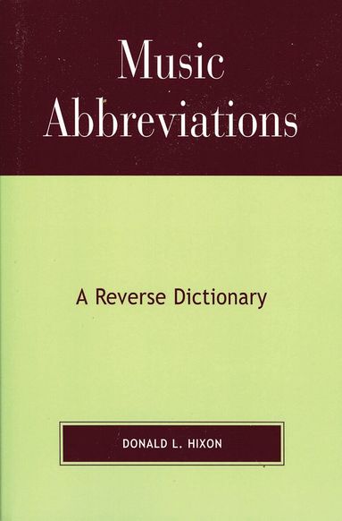 Donald L. Hixon - Music Abbreviations, Häftad