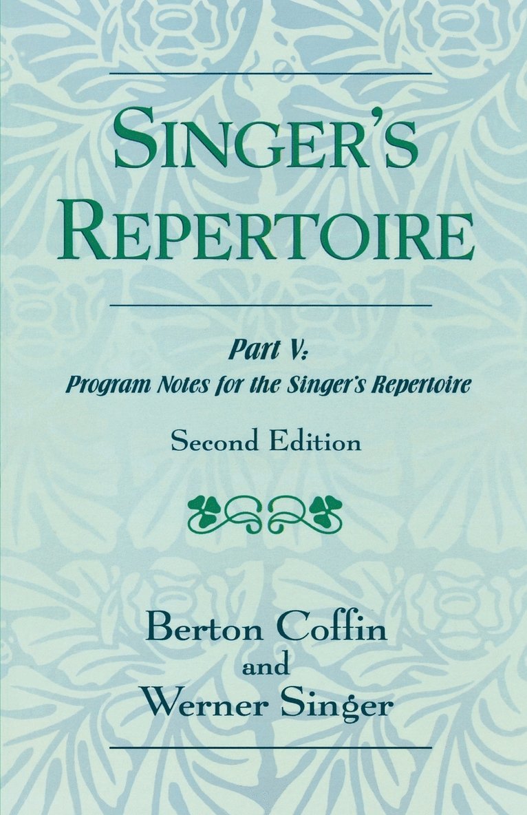 The Singer's Repertoire, Part V 1