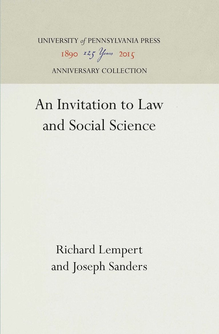 Richard Lempert, Joseph Sanders - Invitation to Law and Social Science, Inbunden