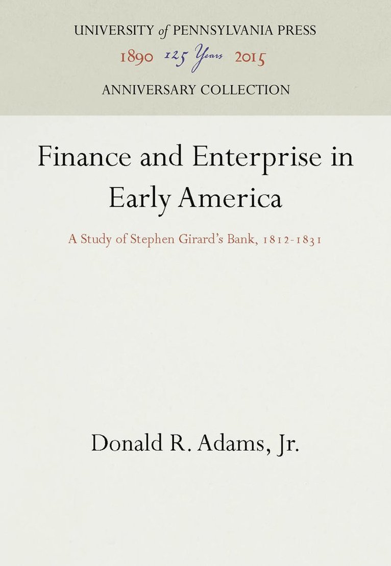 Finance and Enterprise in Early America