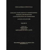 bokomslag Catalogus Translationum et Commentariorum, Volume 9
