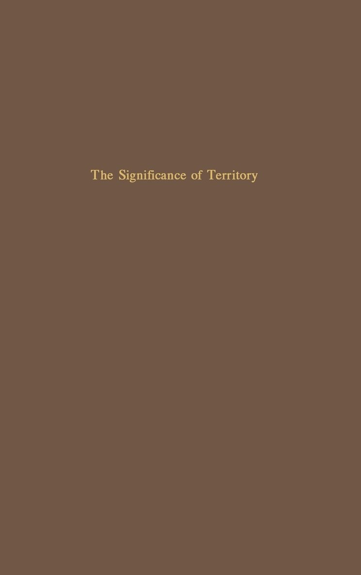 Jean Gottman - Significance of Territory, Inbunden