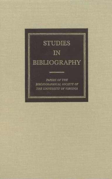 bokomslag Studies in Bibliography Volume 61