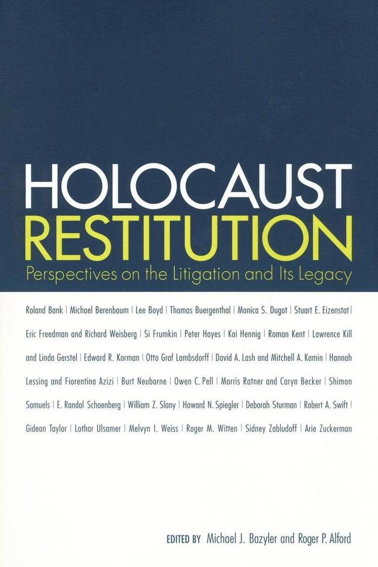 Samuel Pillsbury, Michael J. Bazyler, Roger P. Alford, Michael J Bazyler, Roger P Alford - Holocaust Restitution, Häftad