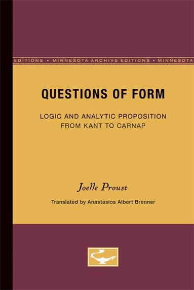Joelle Proust - Questions of Form, Häftad