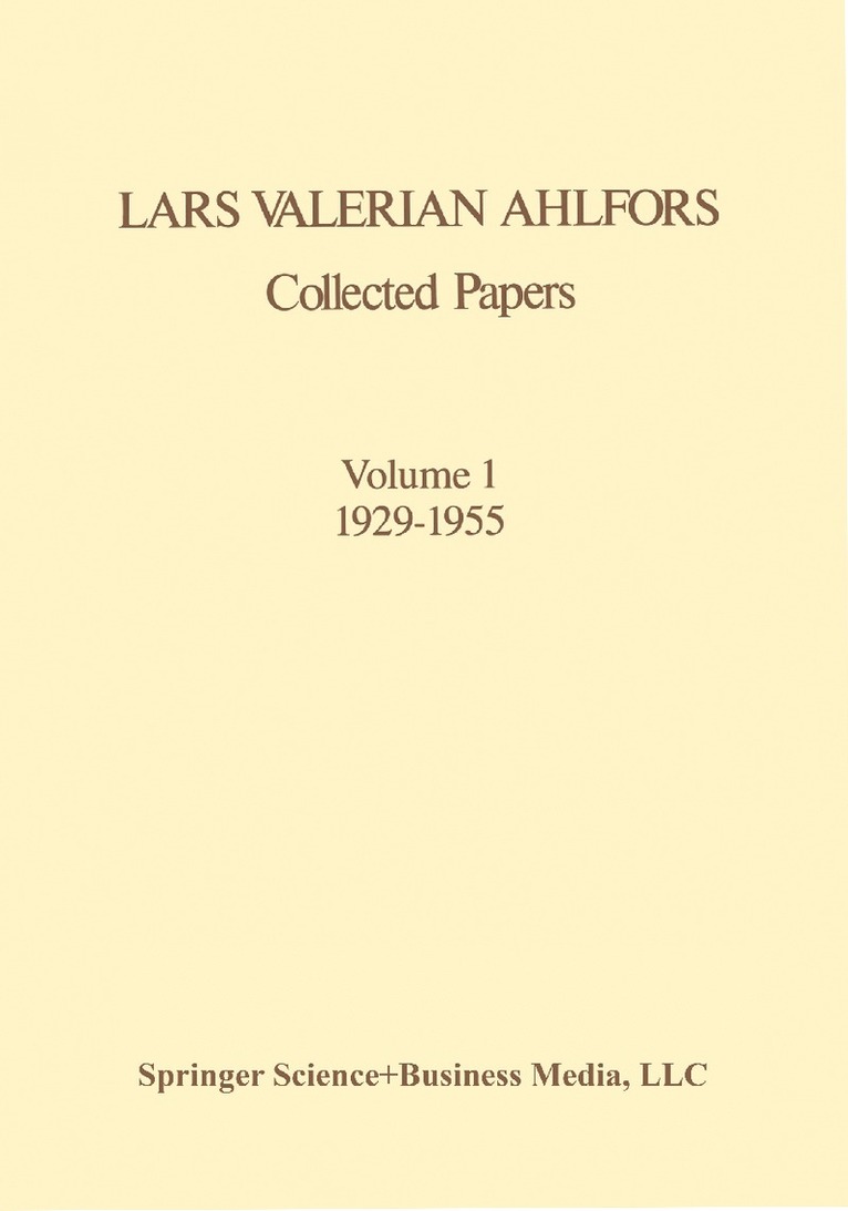 Lars V. Ahlfors, Ahlfors - Collected Papers Volume 1 1929–1955, Häftad