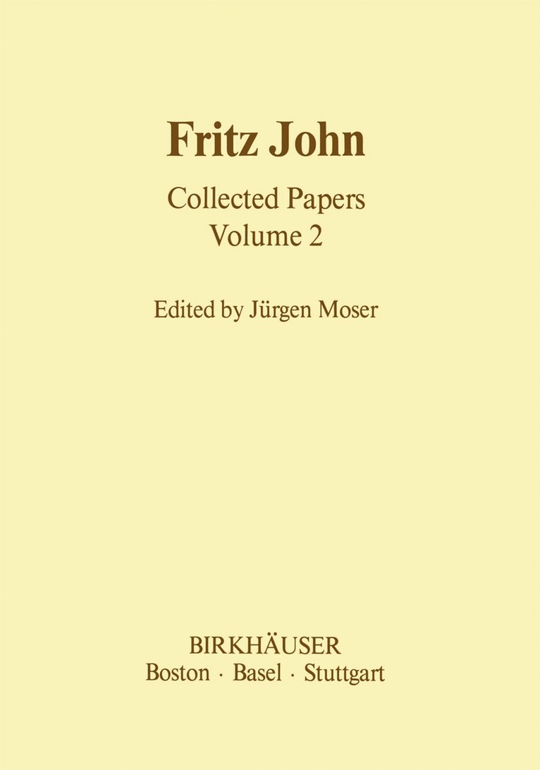 Saint John VII, Fritz John, J. Moser - Fritz John Collected Papers, Inbunden