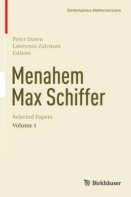 Peter Duren, Lawrence Zalcman - Menahem Max Schiffer: Selected Papers Volume 1, Inbunden