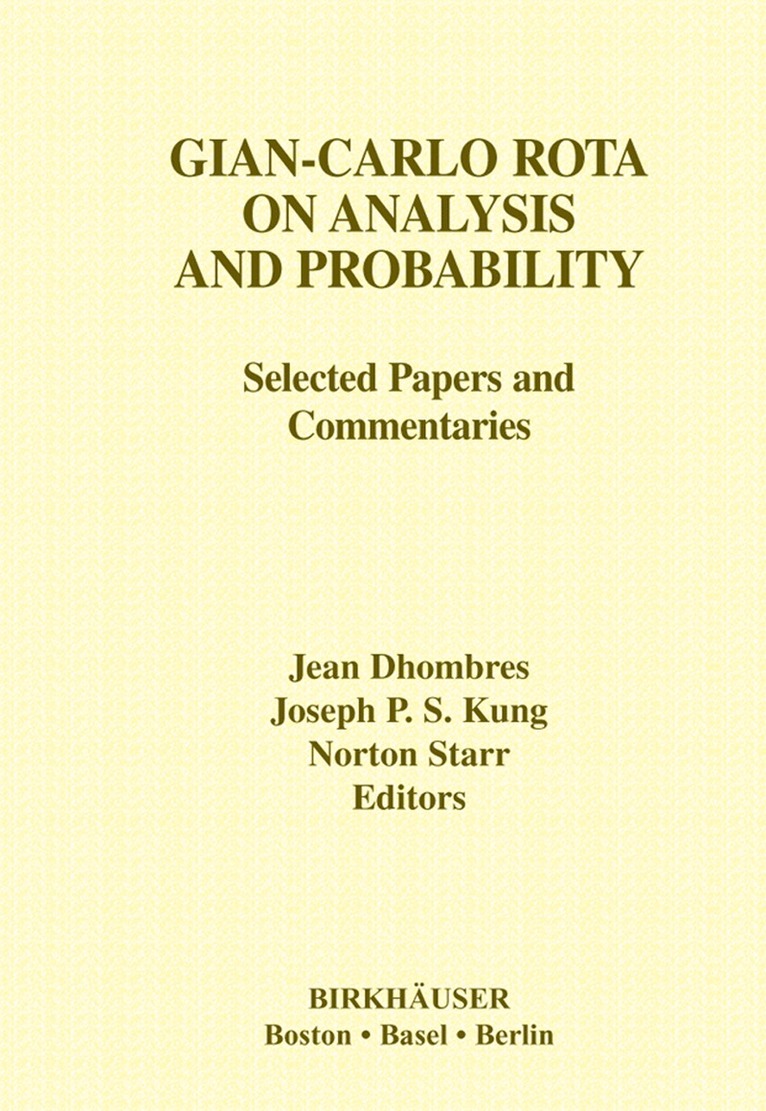 Gian-Carlo Rota on Analysis and Probability 1