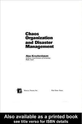 Chaos Organization and Disaster Management 1