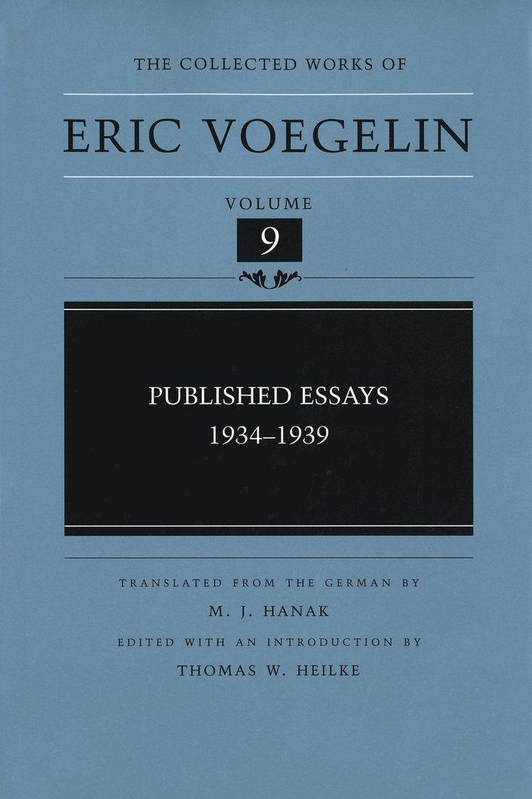 Published Essays, 1934-1939 (CW9) 1