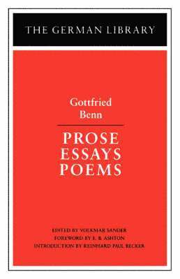 bokomslag Prose Essays Poems: Gottfried Benn