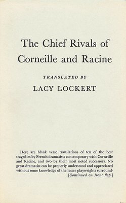 The Chief Rivals of Corneille and Racine 1