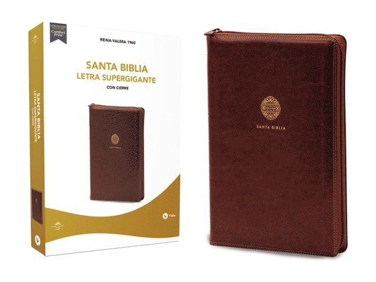 Biblia Reina Valera 1960, Letra Supergigante, Leathersoft, Café, Con Cierre / Spanish Bible Rvr60 Super Giant Print, Leathersoft, Brown W/ Zipper 1