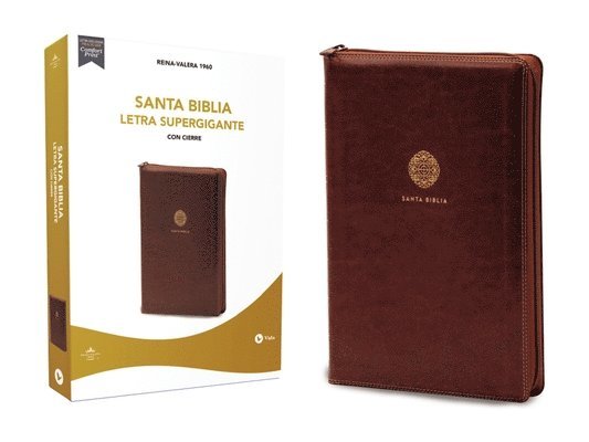 Rvr 1960- Reina Valera 1960 - Rvr60, Santa Biblia, Letra Supergigante, Leathersoft, Café, Con Cierre, Comfort Print, Inbunden