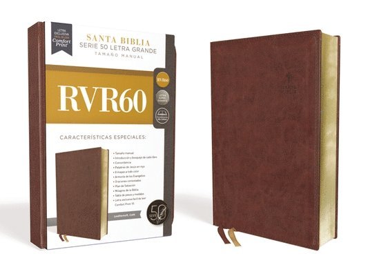 Rvr60 Santa Biblia Serie 50 Letra Grande, Tamaño Manual, Leathersoft, Café 1