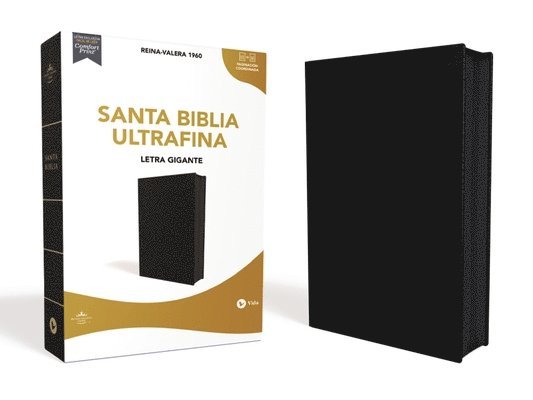 Reina Valera 1960 Santa Biblia Ultrafina, Letra Gigante, Piel Fabricada, Negro, Con Cierre, Interior a DOS Colores 1