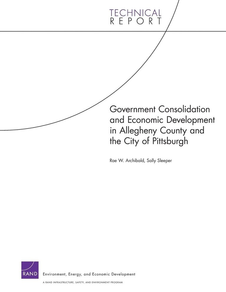 Government Consolidation and Economic Development in Allegheny County and the City of Pittsburgh 1