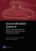 Brian G Chow, Richard Silberglitt, Caroline Reilly, Scott Hiromoto, Christina Panis - Toward Affordable Systems III, Häftad