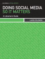 bokomslag Doing Social Media So It Matters: A Librarian's Guide