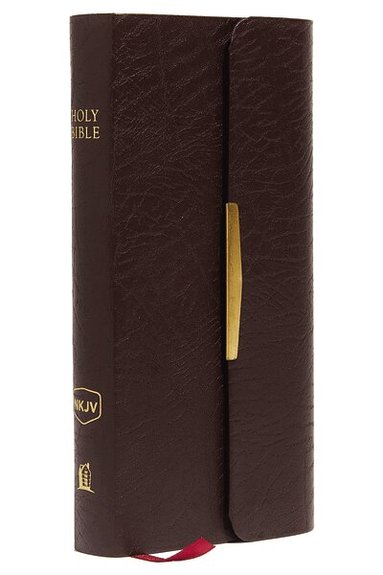Thomas Nelson - NKJV, Checkbook Bible, Compact, Bonded Leather, Burgundy, Wallet Style, Red Letter, Inbunden