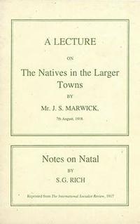 bokomslag A Lecture on the Natives in the Larger Towns (1918)