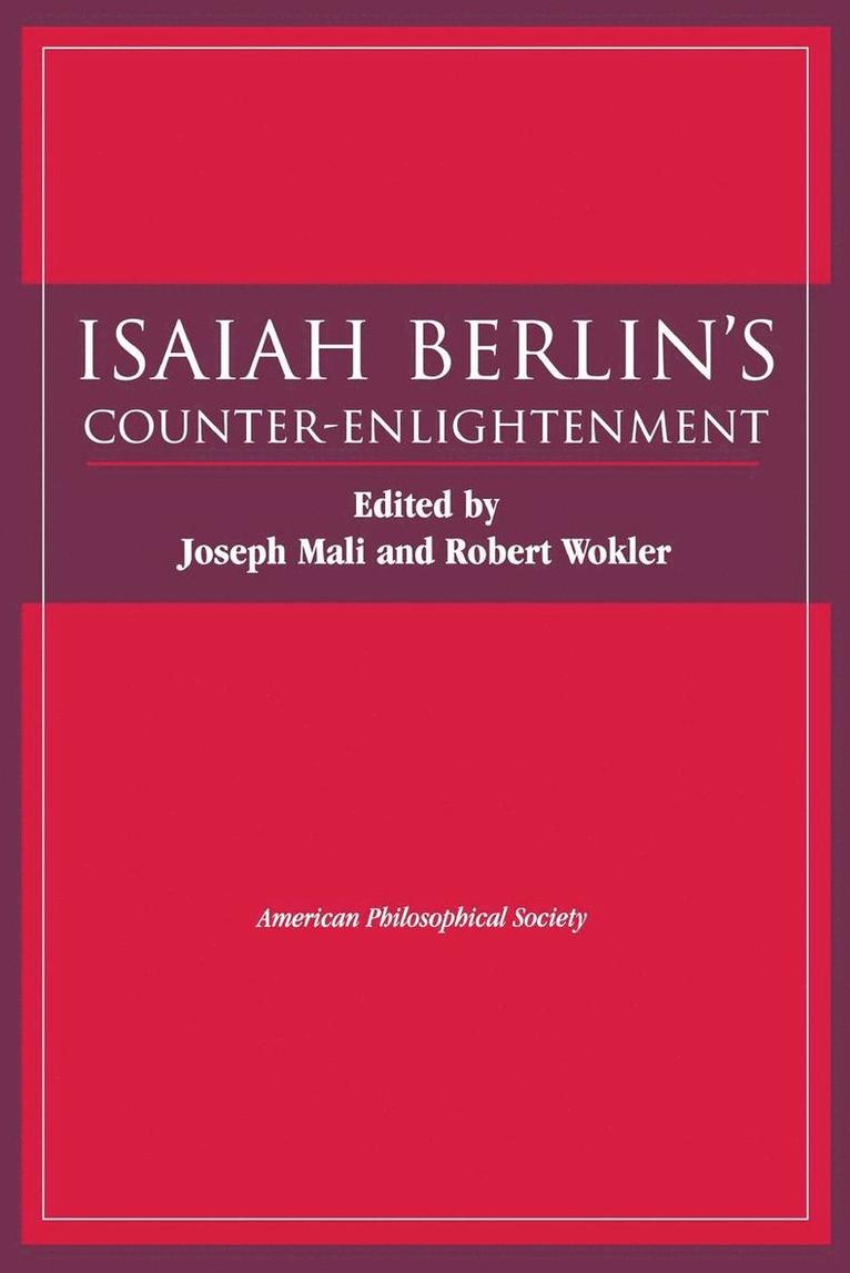 Isaiah Berlin, Joseph Mali, Robert Wolker - Isaiah Berlin's Counter-Enlightenment, Häftad