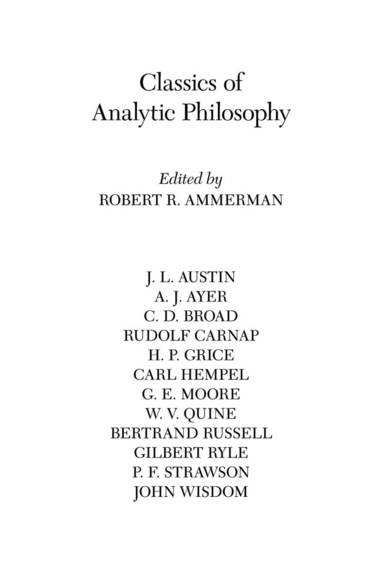 Robert Ammerman - Classics of Analytic Philosophy, Häftad