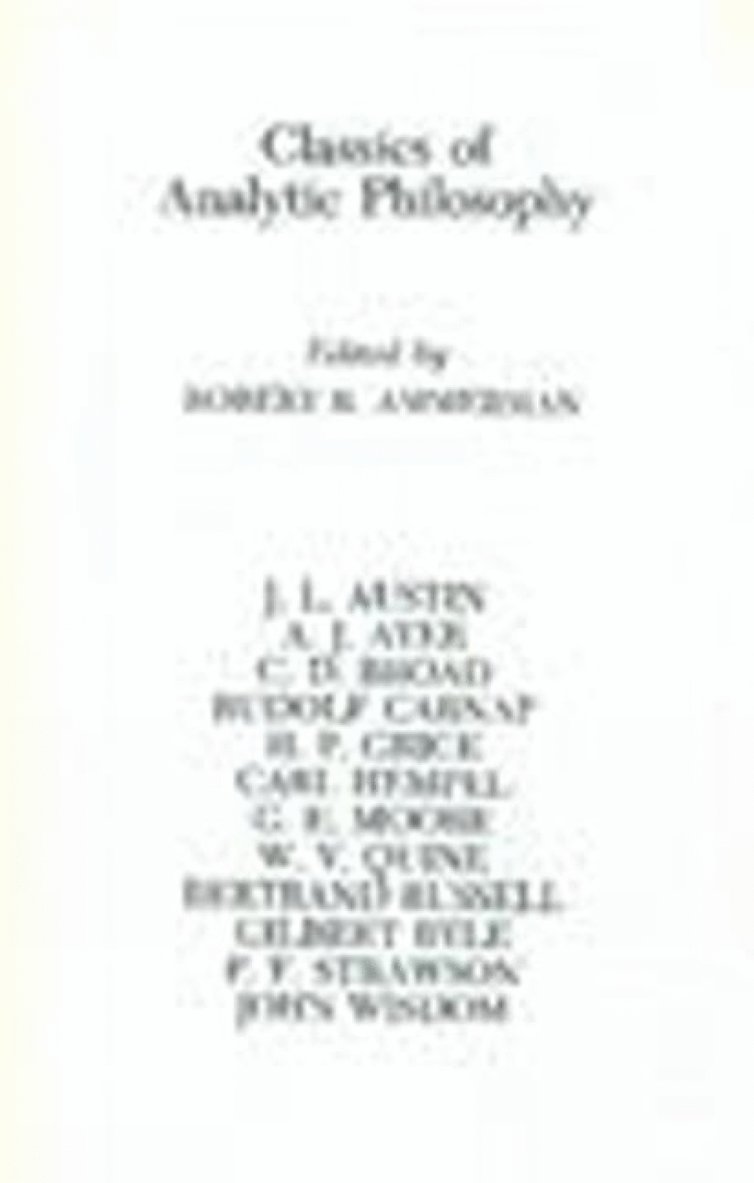 Robert Ammerman - Classics of Analytic Philosophy, Inbunden