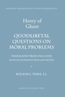 bokomslag Quodlibetal Questions on Moral Problems