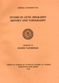 bokomslag Studies in Attic Epigraphy, History, and Topography Presented to Eugene Vanderpool
