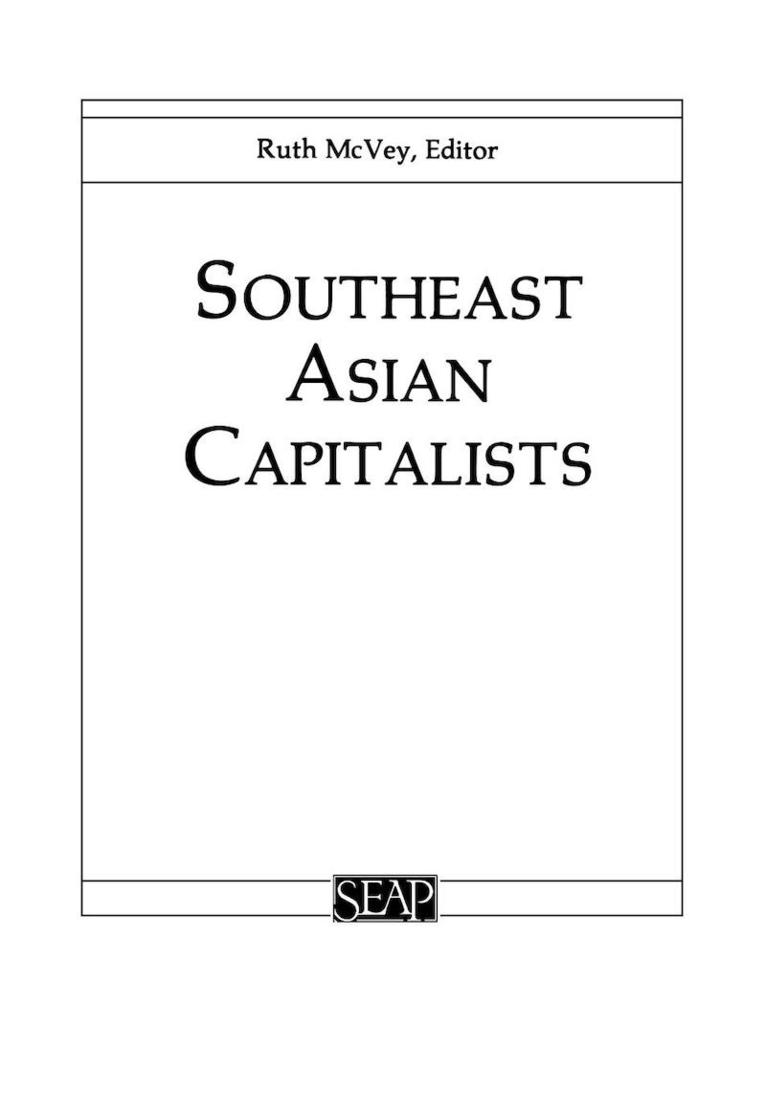 Ruth T. McVey - Southeast Asian Capitalists, Häftad